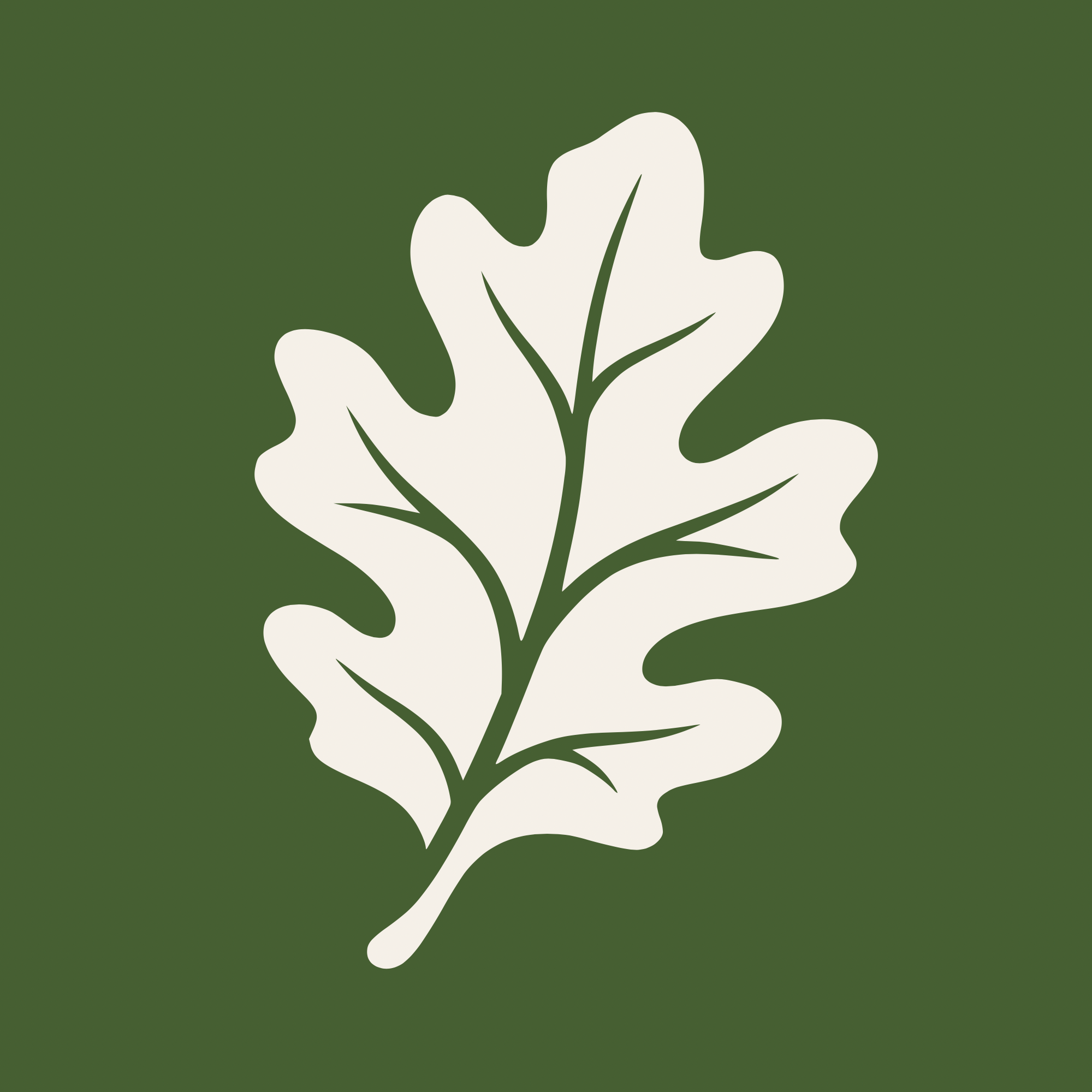 White Oak leaf mark, ivory on oak green